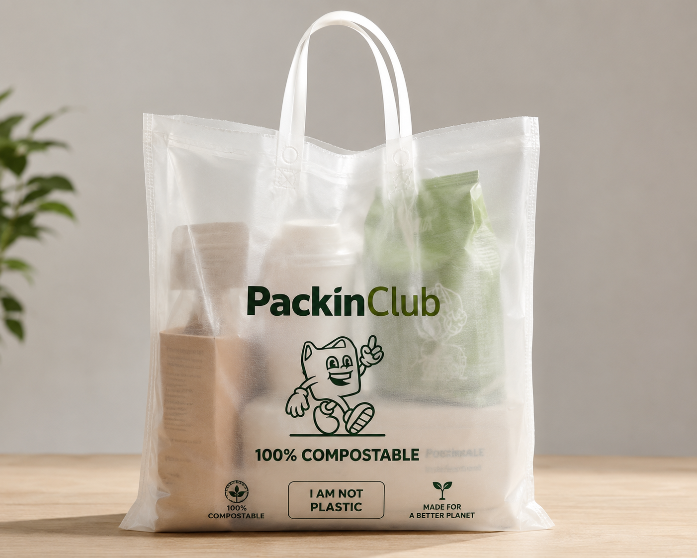 Compostable Loop Handle Bags — compostable packaging by Packin Club